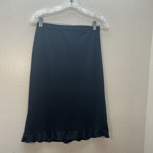 Y2K VTG Notations Skirt Black SZ M Lettuce Hem Pull On Midi Fairy‎ Whimsigoth